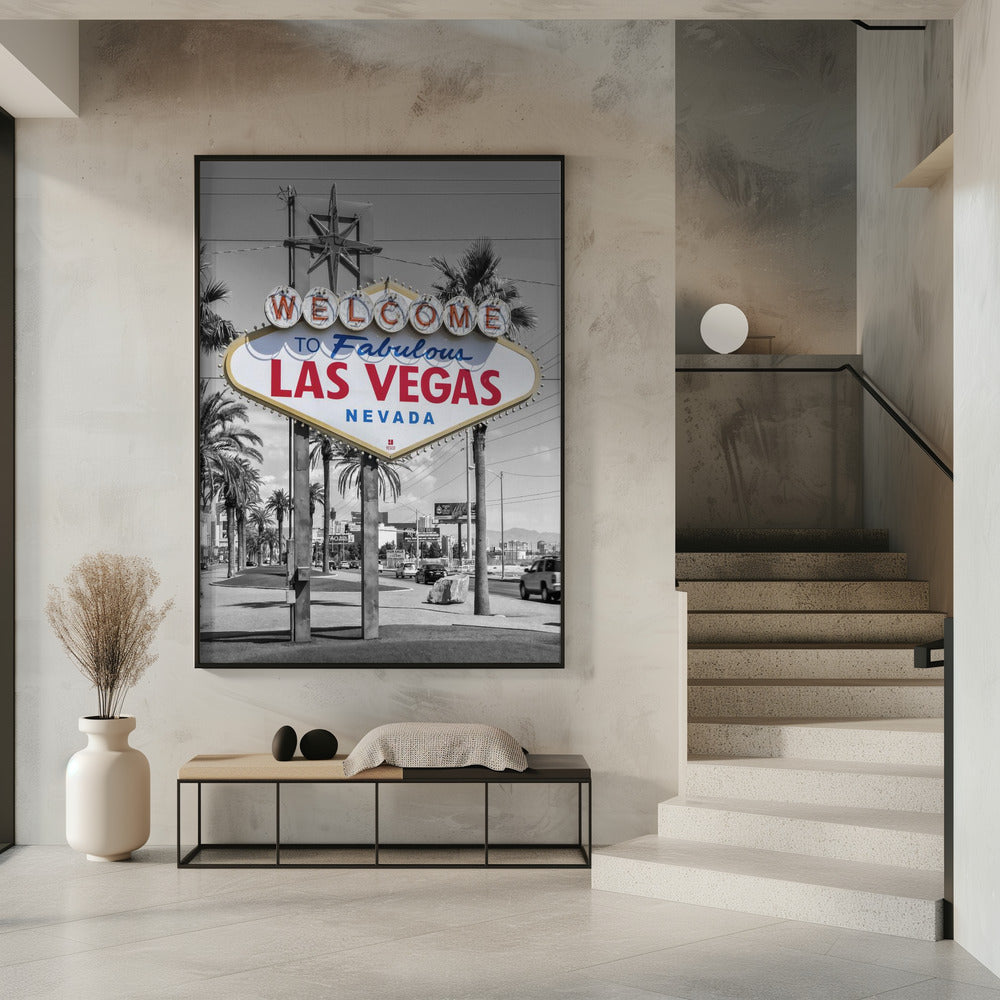  LAS VEGAS Sign - colorkey Wall Artwork In White Floating Frame
