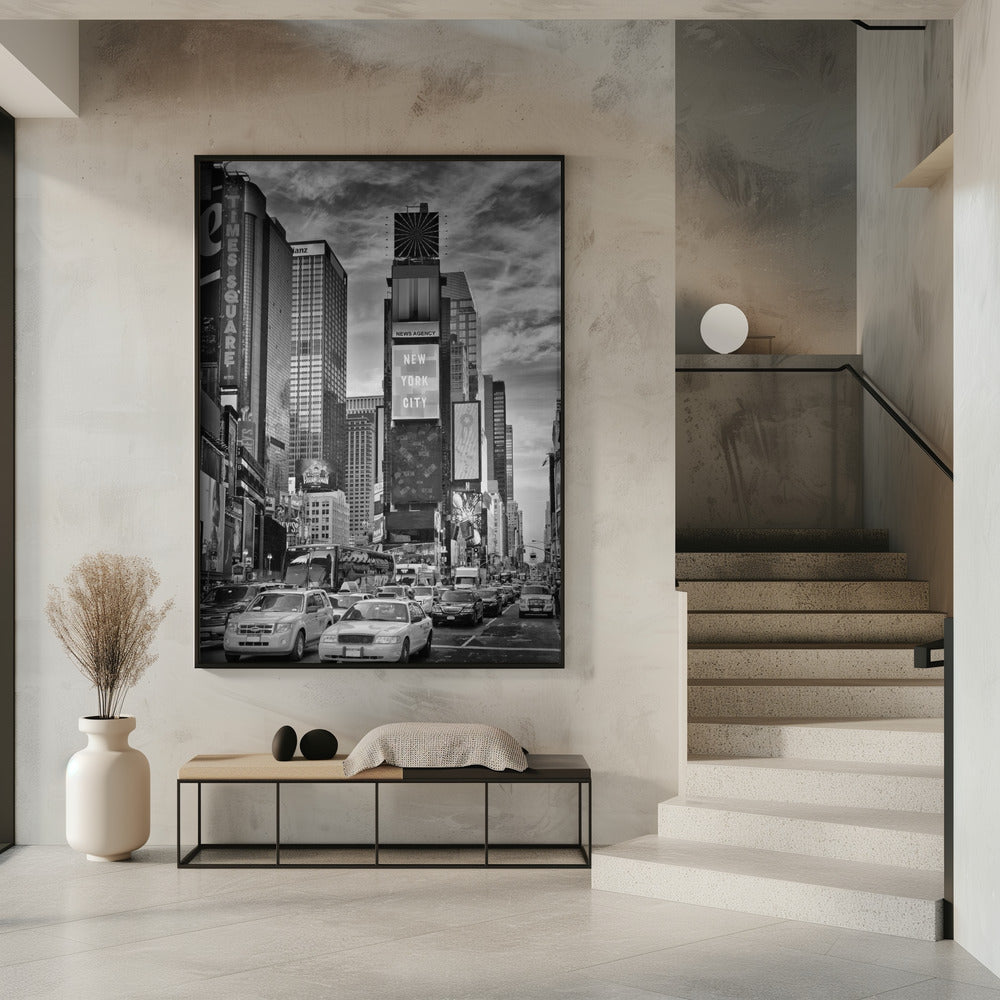  NEW YORK CITY Times Square - Monochrome Wall Artwork 0
