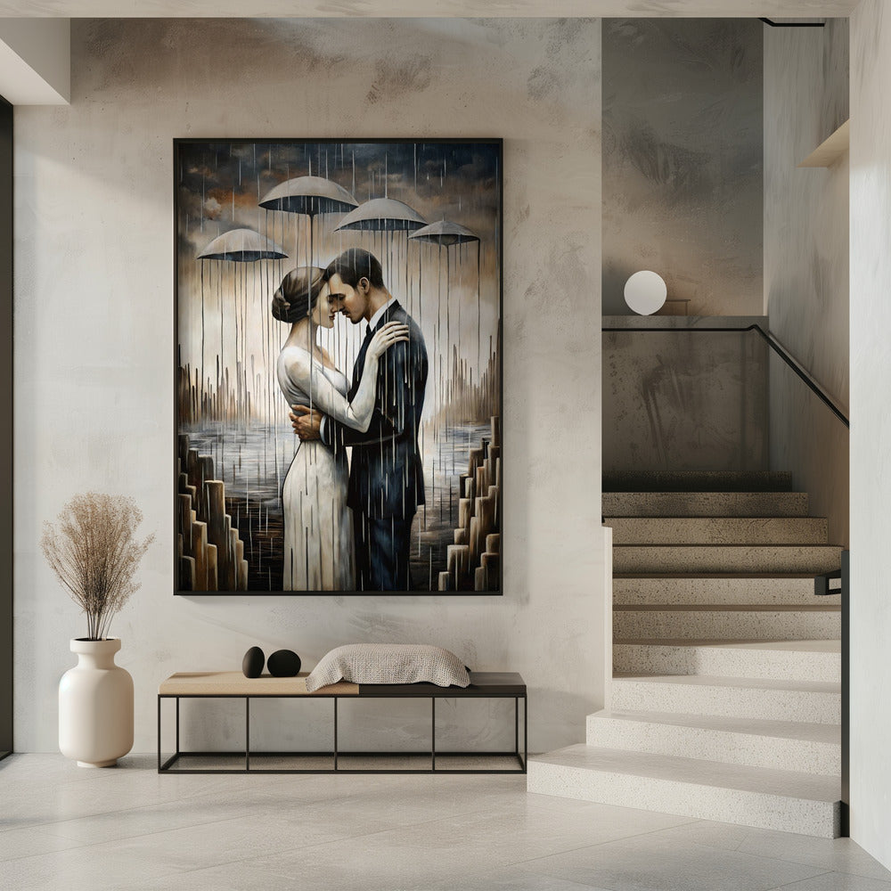  A Kiss Beneath the Floating Umbrellas Wall Artwork 0