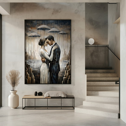  A Kiss Beneath the Floating Umbrellas Wall Artwork 0