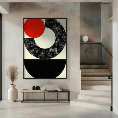 Wall art Geometric Shapes with a Bold Red Circle
