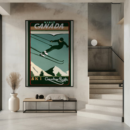 Wall art Winter Tourism: Vintage Ski Canada Poster-16X20inches-Gallery Wrapped (Ready to Hang)