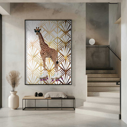Wall art Giraffe Rollerskates Art Deco