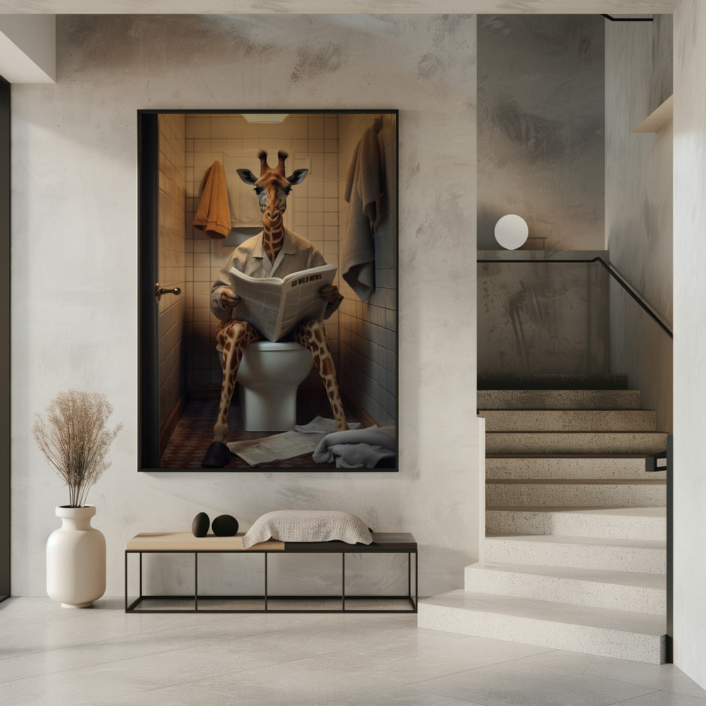 canvas prints Giraffe In the Toilet16X20inches- Unframed