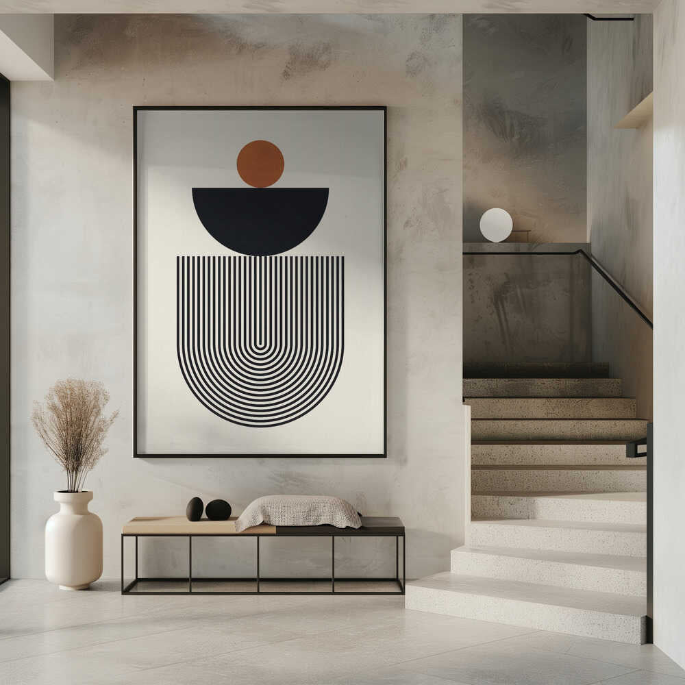 Wall art Geometric Shapes with a Black Semicircle
