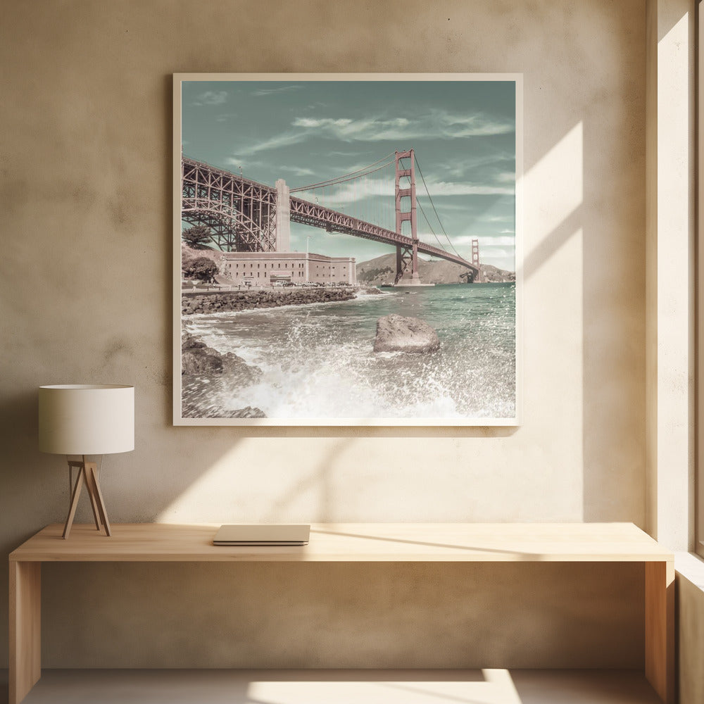  GOLDEN GATE BRIDGE Coastline Impression | urban vintage style Wall Artwork 0