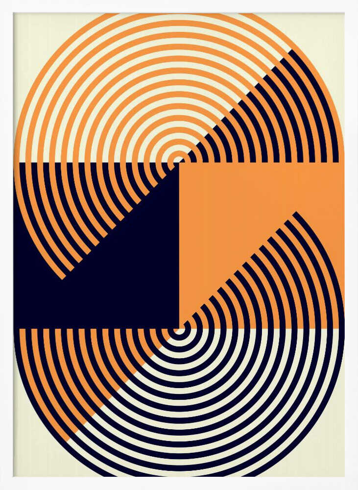 Wall art Concentric Circles in Vibrant Orange and Blue