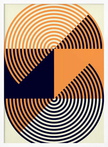 Wall art Concentric Circles in Vibrant Orange and Blue