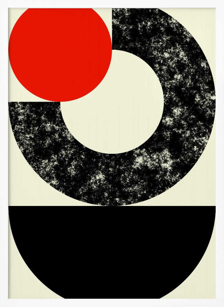 Wall art Geometric Shapes with a Bold Red Circle