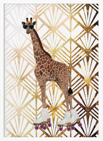 Wall art Giraffe Rollerskates Art Deco