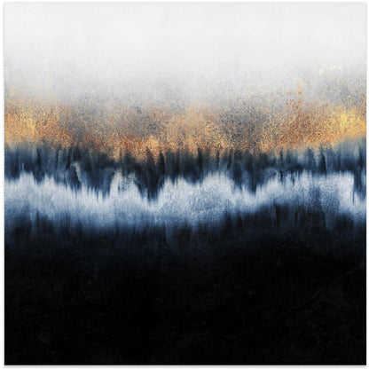  Golden Horizon Abstract Wall Artwork In White Floating Frame