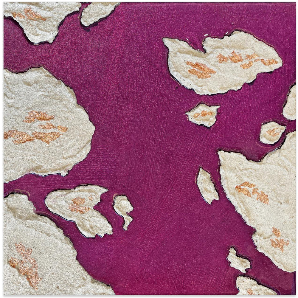  Aubergine Islands Wall Artwork In White Floating Frame