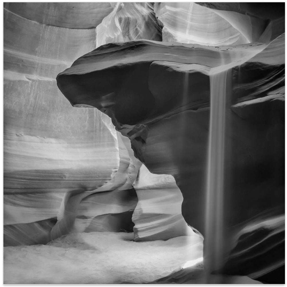  MONOCHROME ANTELOPE CANYON Pouring Sand Wall Artwork In White Floating Frame