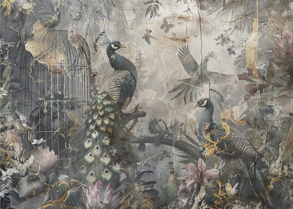 Bird Birds Animal Vintage Art Illustration Wallart 17 Wall Artwork In Black Floating Frame