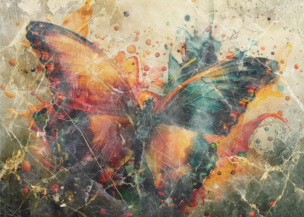  Butterfly Animal Vintage Art Illustration Wallart 04 Wall Artwork In Black Floating Frame