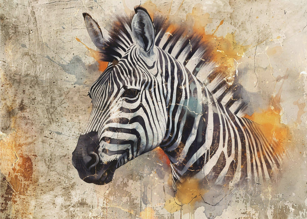  Zebra Animal Vintage Art Illustration Wallart 06 Wall Artwork In Black Floating Frame