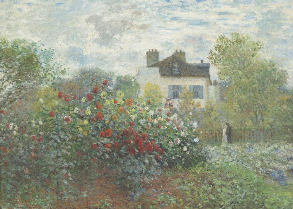  The Artist&#039;s Garden In Argenteuil, a Corner of the Garden With Dahlias (1873) Wall Artwork In Black Floating Frame