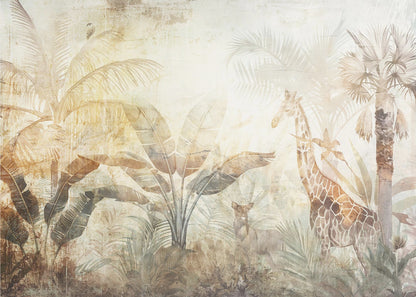  Jungle Leaves Art Illustration Wallart 06 Wall Artwork In Black Floating Frame