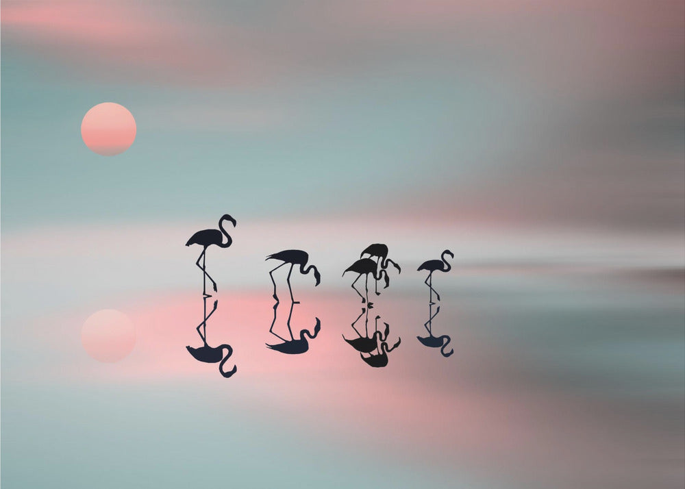  Family flamingos. Wall Artwork Gallery Wrapped (Ready to Hang)