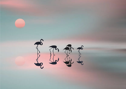  Family flamingos. Wall Artwork Gallery Wrapped (Ready to Hang)