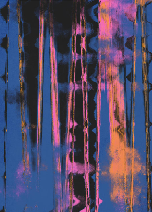 Time Machine (Blue) Wall Artwork In Black Floating Frame