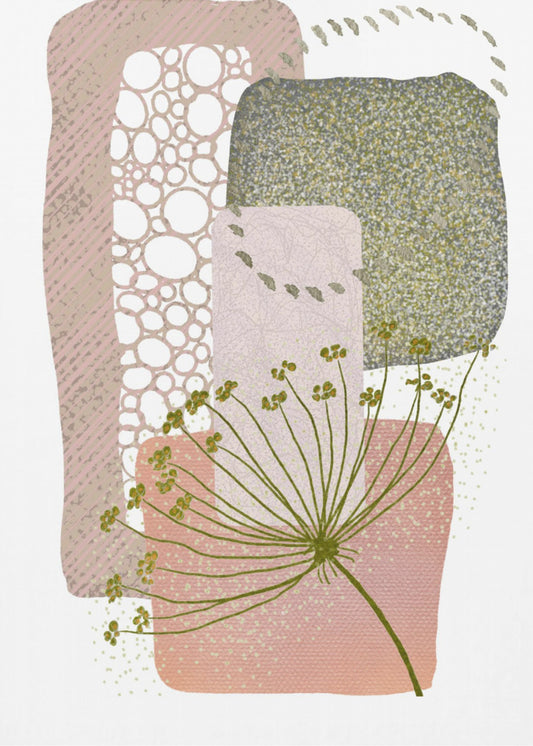  Delicate Pink and Green-2 Wall Artwork In Black Floating Frame