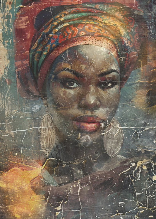  African Art Illustration Wallart 068 Wall Artwork In Black Floating Frame