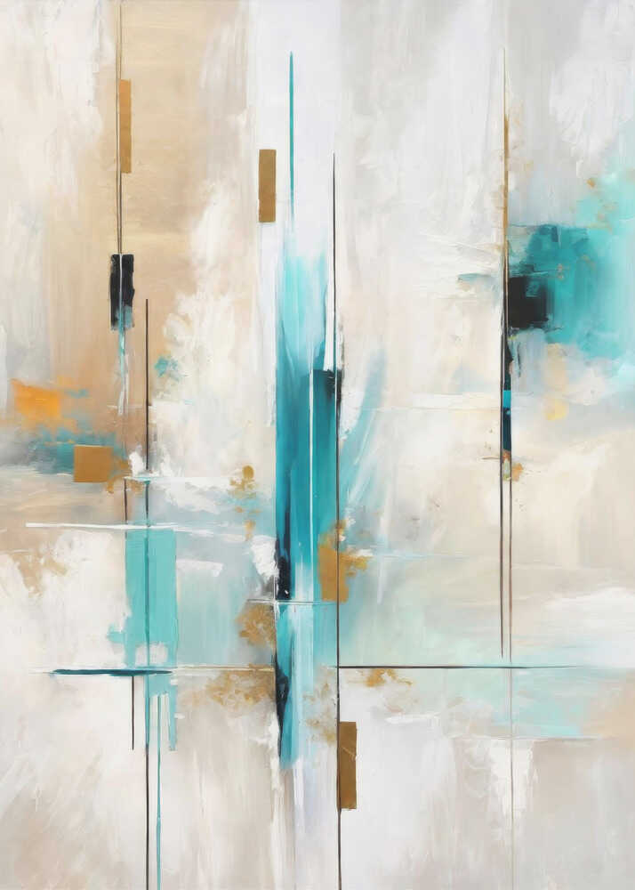 Wall art Echoes of Aqua and Gold