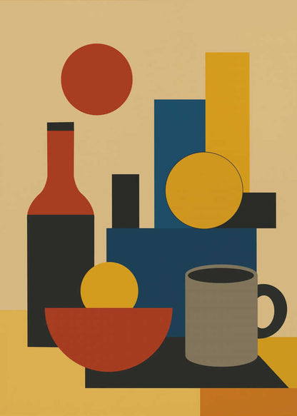 Wall art Geometric Still Life with Bottle 02
