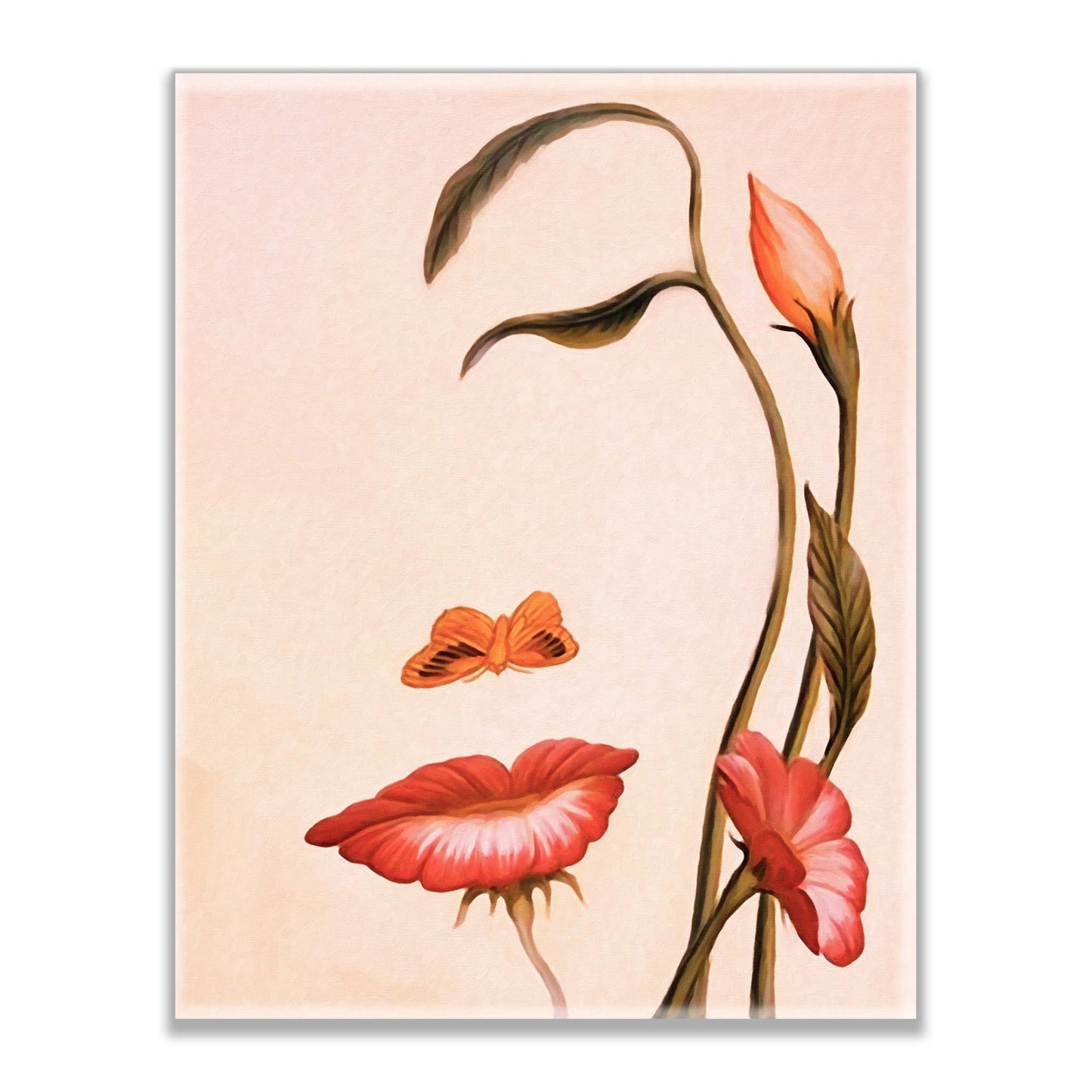 Abstract Flower Face- Fine Art Canvas- Gold varnish