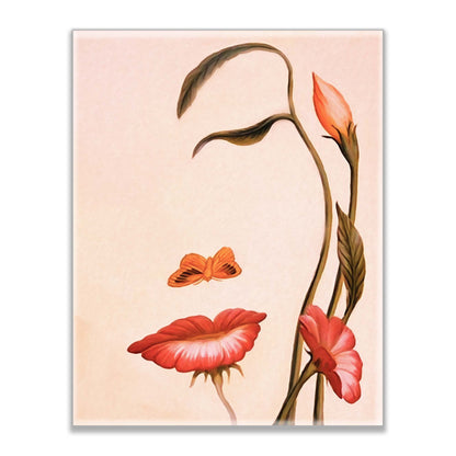 Abstract Flower Face- Fine Art Canvas- Gold varnish