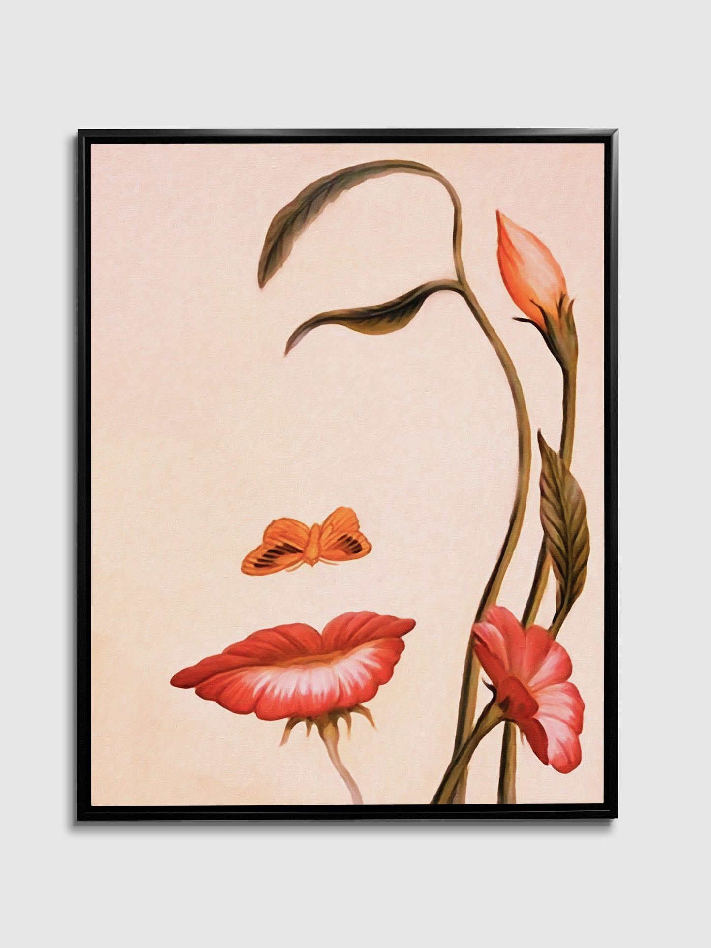 Abstract Flower Face- Fine Art Canvas- Gold varnish