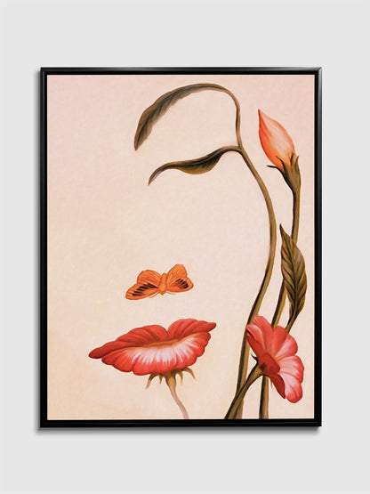 Abstract Flower Face- Fine Art Canvas- Gold varnish